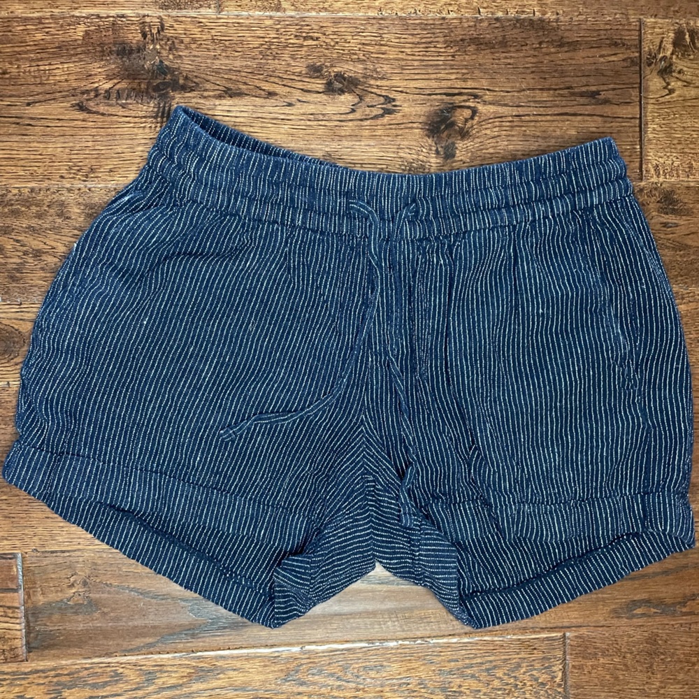 Navy and White Striped Old Navy Linen Shorts